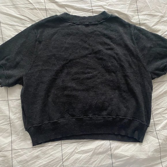 Brazeau Tricot Cropped Cashmere/Cotton Blend Sweater Gray Size 3 - Picture 2 of 3